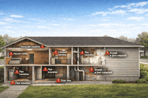 Water Damage Restoration & Flood Cleanup Services in Toronto 50 House showing hazardous Asbestos materials